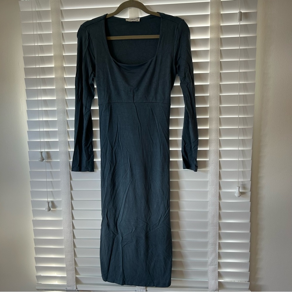 Hello Miz Maternity Dress Blue Waist Tie Medium